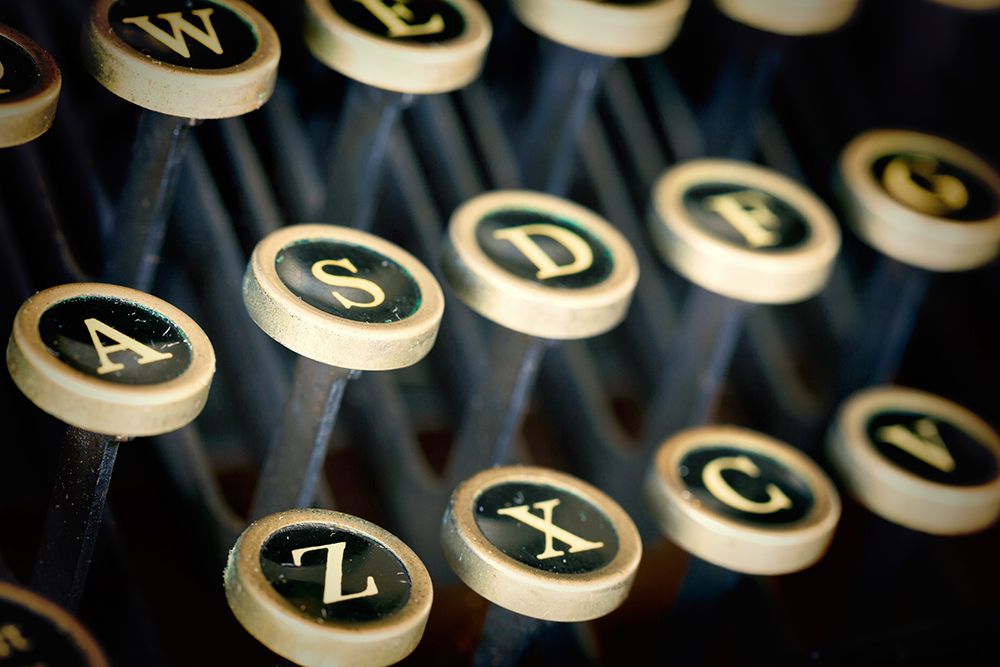 USA, Washington State, Seabeck. Close-up of vintage typewriter keys.